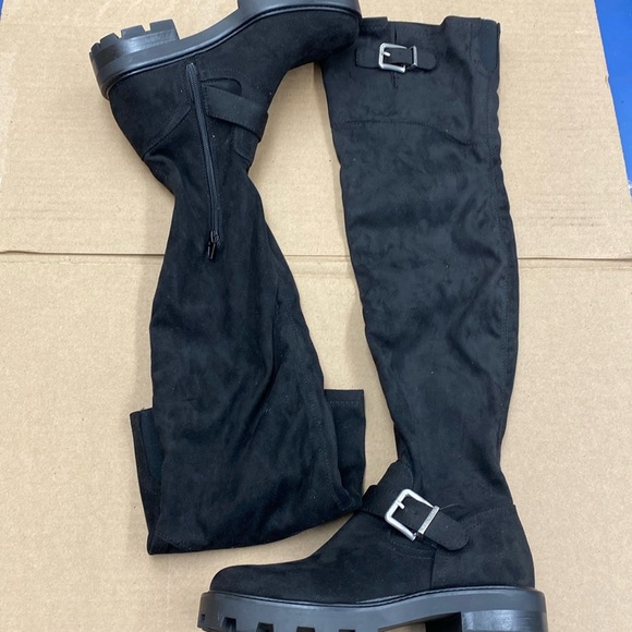 Nans Lug Sole Over The Knee Boots Black Women's Size 6.5‎ NWOT - Picture 1 of 8